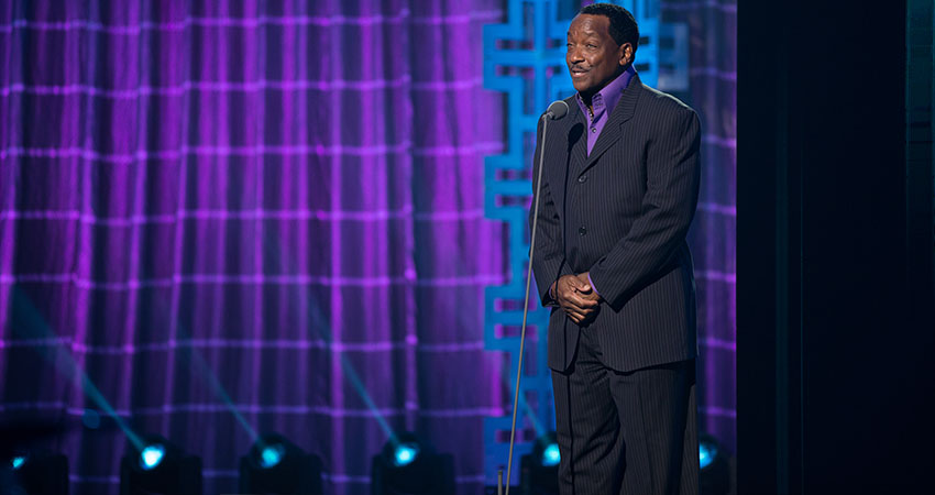 Photo of Donnie with Blair Underwood, Vivica A. Fox, Holly Robinson Peete, AARP CEO, Jo Ann Jenkins, and super model, Beverly Johnson at Fearless and Fabulous AARP event